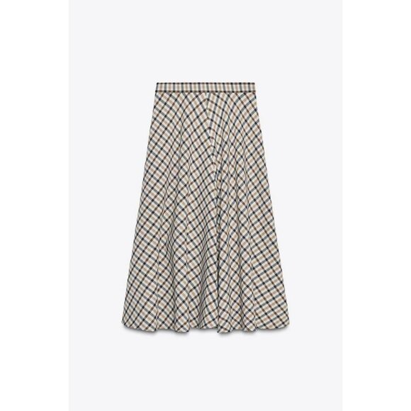 ZARA ZW COLLECTION CHECK CAPE SKIRT - Picture 6 of 7